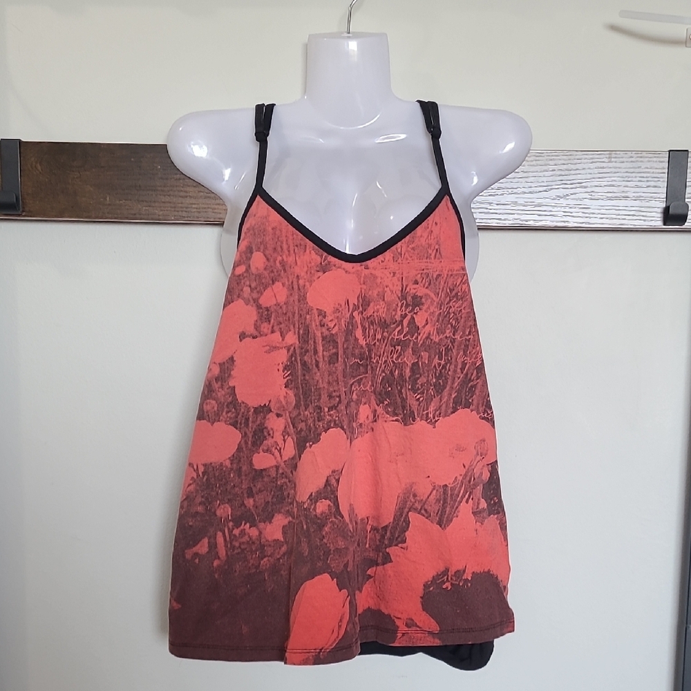 Metal Mulisha Red and Black Floral Mesh Back Criss Cross BIKER SKATER Tank Top